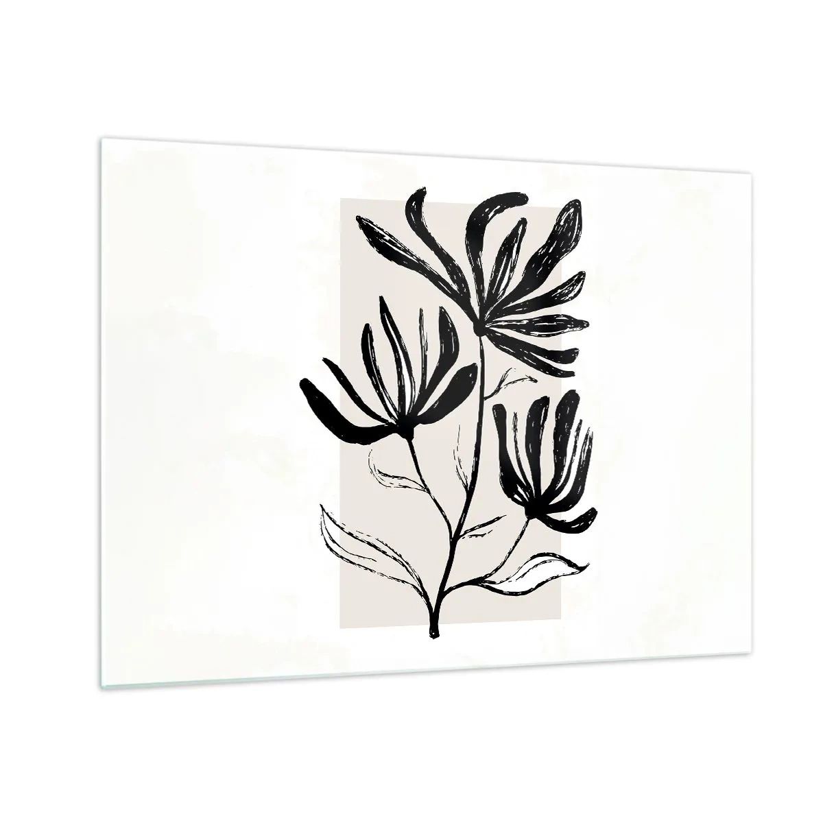 Obraz na skle - Čierna skica rastliny na svetlom pozadí - 70x50cm - Náčrtok pre herbár - Moderná nástenná dekorácia do obývacej izby a spálne ARTTOR