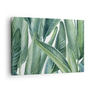 Obraz na plátne - Zelené listy v minimalistickom, botanickom štýle - 70x50cm - Proste zelená - Moderná nástenná dekorácia do obývacej izby a spálne ARTTOR
