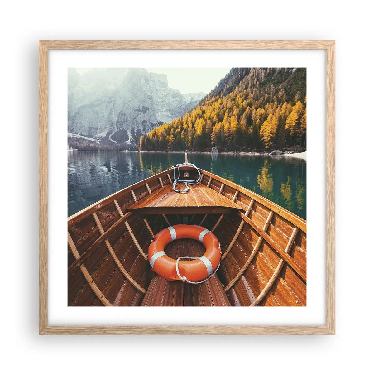 Plagát v ráme zo svetlého duba - Horská túra - 50x50 cm