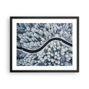 Plagát v čiernom ráme - Zimným lesom - 50x40 cm