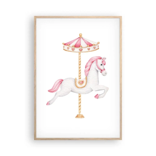 Plagát v ráme zo svetlého duba - Vyrazil z kopýtka - 70x100 cm