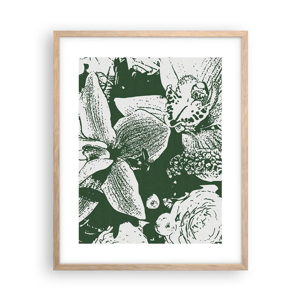 Plagát v ráme zo svetlého duba - Kytica – svet zelene - 40x50 cm