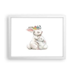 Plagát v bielom ráme - Najlepšie je u mamy - 40x30 cm