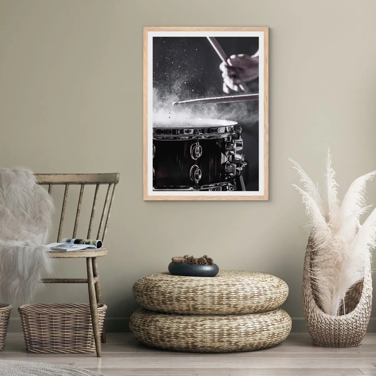 Plagát v ráme zo svetlého duba - Pulz hudby - 40x50 cm
