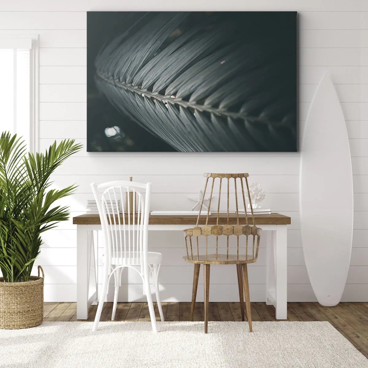 Obraz na plátne - Detailný záber na tmavý palmový list - 70x50cm - Presnosť prírody - Moderná nástenná dekorácia do obývacej izby a spálne ARTTOR