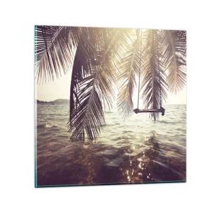 Obraz na skle - Hojdať sa ľubovoľne v oblakoch - 40x40 cm