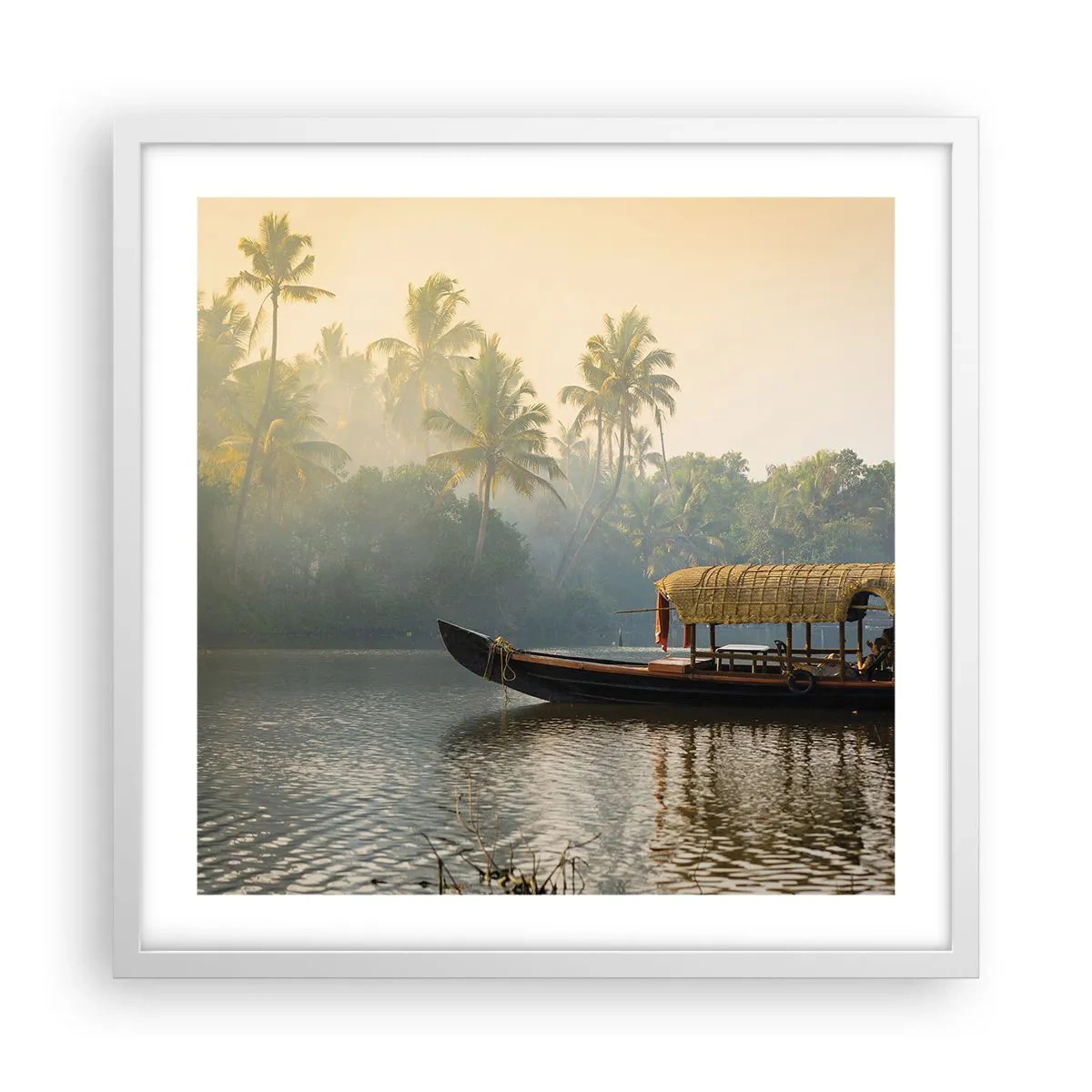 Plagát v bielom ráme - Dom na rieke - 50x50 cm