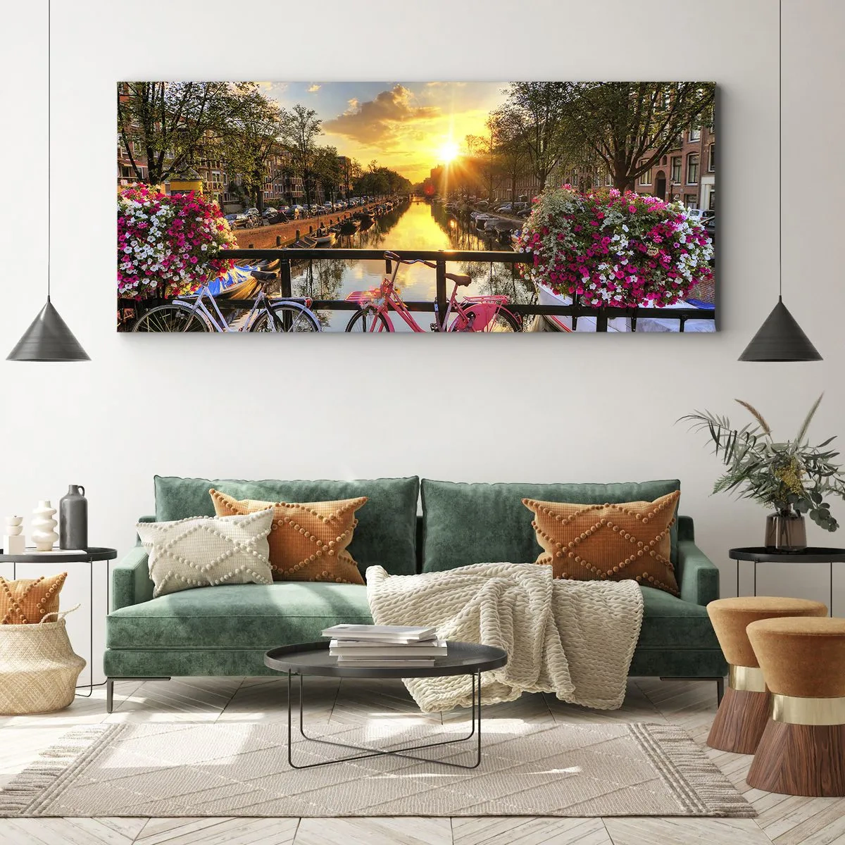 Obraz na plátne - Jarné ráno v Amsterdame - 100x40 cm
