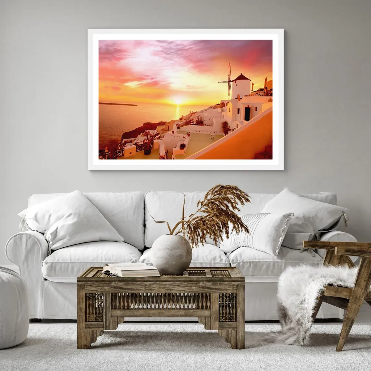 Plagát v bielom ráme - Rozplynúť sa v bielej a zlatej - 50x40 cm