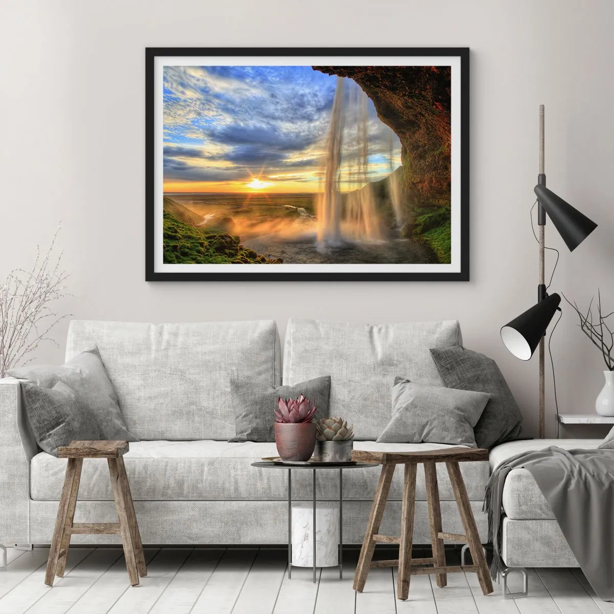 Plagát v čiernom ráme - Svet za závojom kvapiek - 70x50 cm