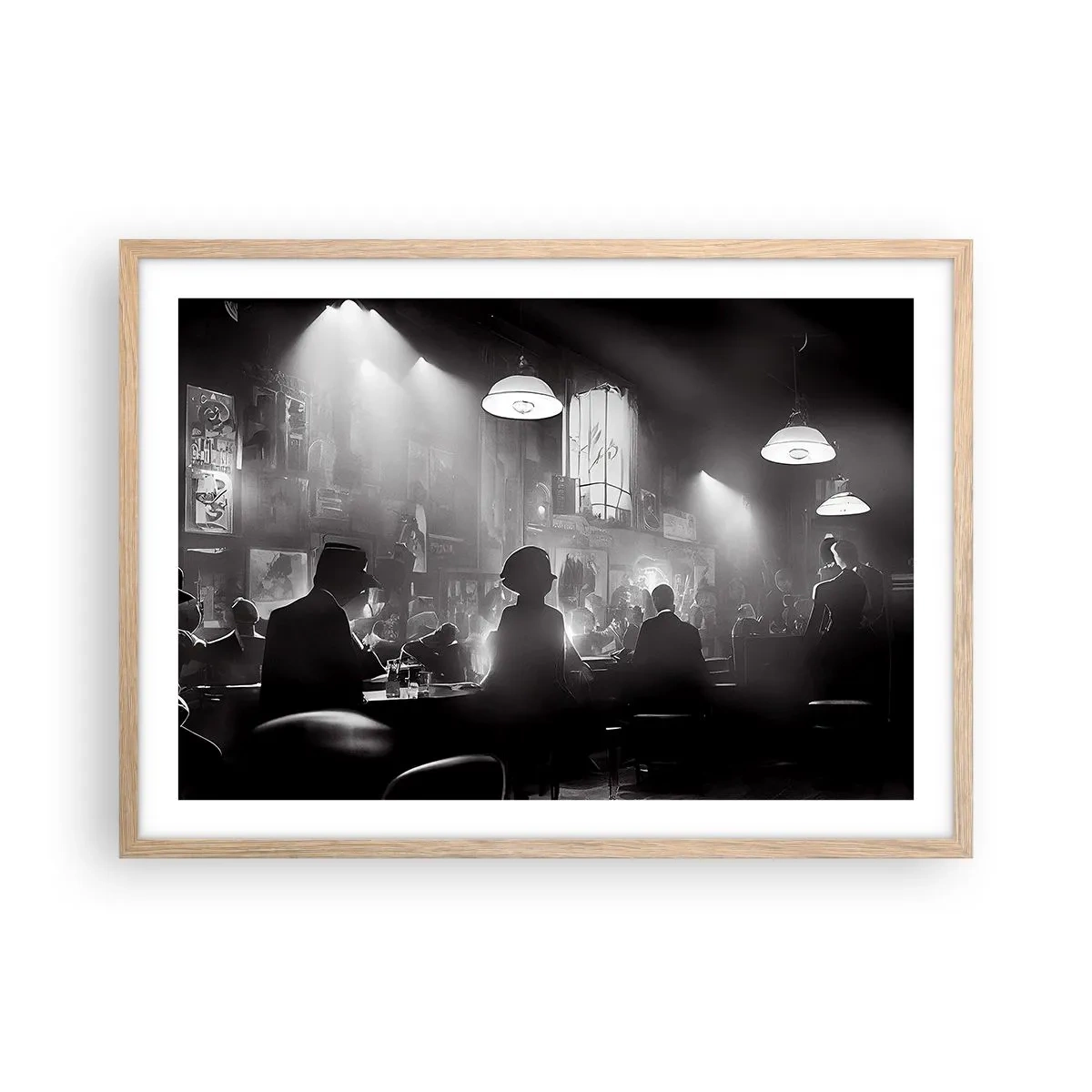 Plagát v ráme zo svetlého duba - V jazzovej atmosfére - 70x50 cm