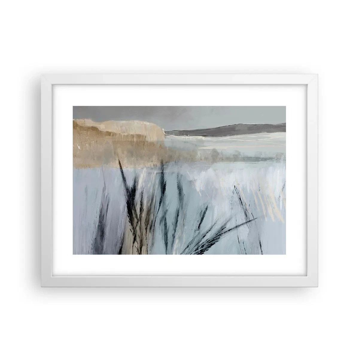Plagát v bielom ráme - Zimné polia - 40x30 cm