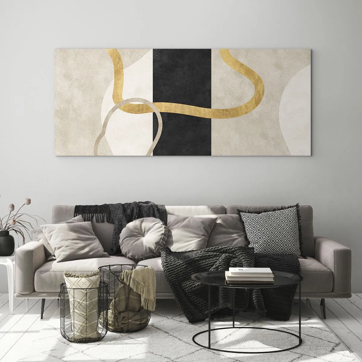 Obraz na skle - Tvary v slučke - 100x40 cm