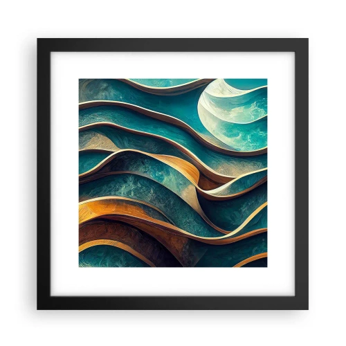 Plagát v čiernom ráme - Meandre modrej - 30x30 cm
