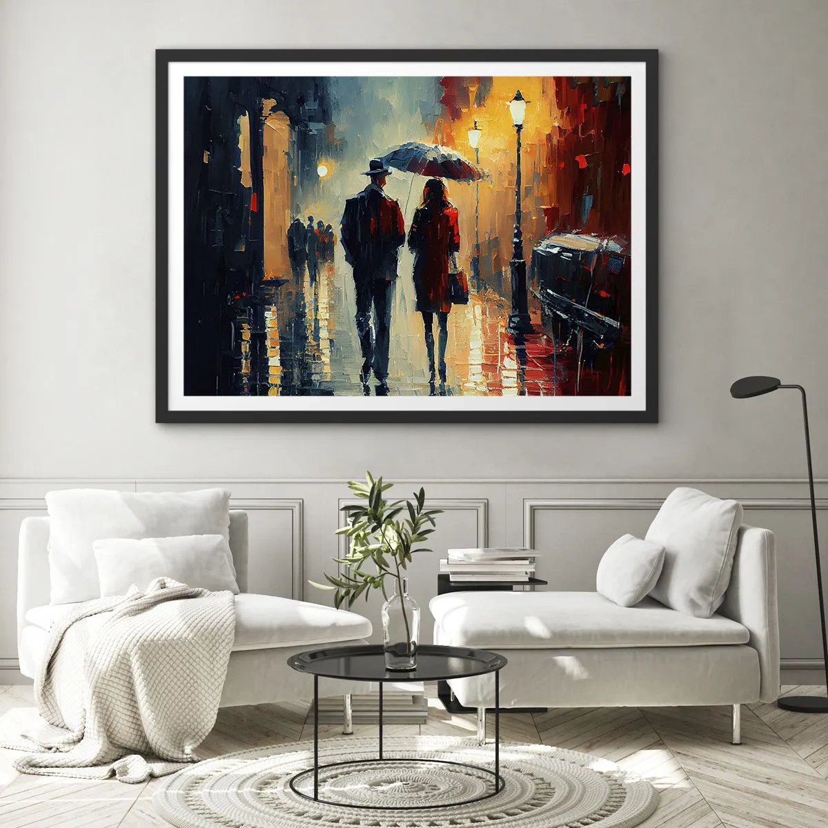 Plagát v čiernom ráme - Mestská love story - 40x30 cm