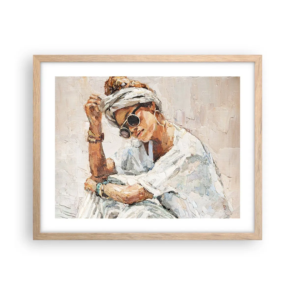 Plagát v ráme zo svetlého duba - Portrét v plnom slnku - 50x40 cm