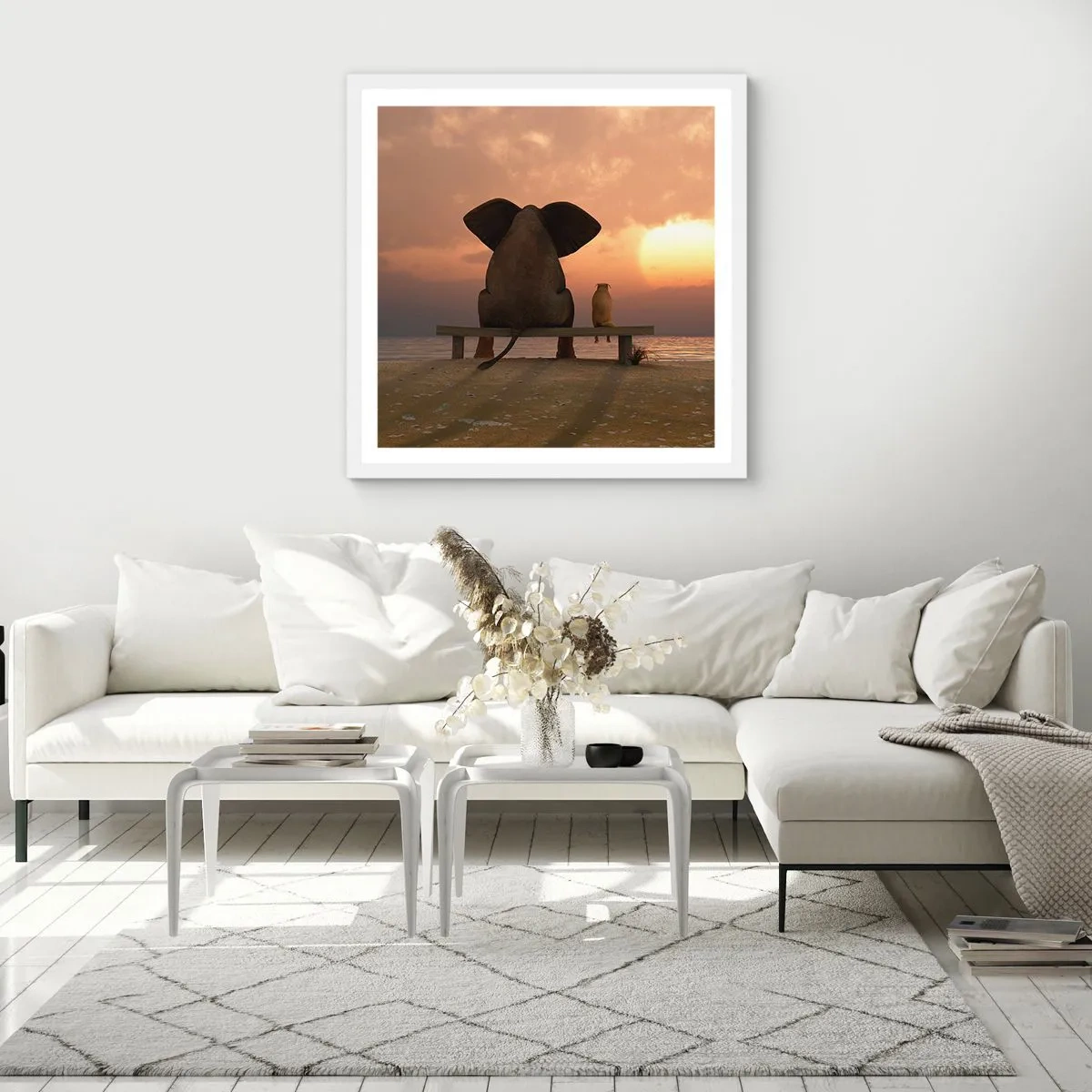 Plagát v bielom ráme - Je skvelé spolu mlčať - 50x50 cm