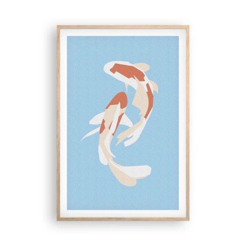 Plagát v ráme zo svetlého duba - Spontánne synchronizované plávanie - 61x91 cm