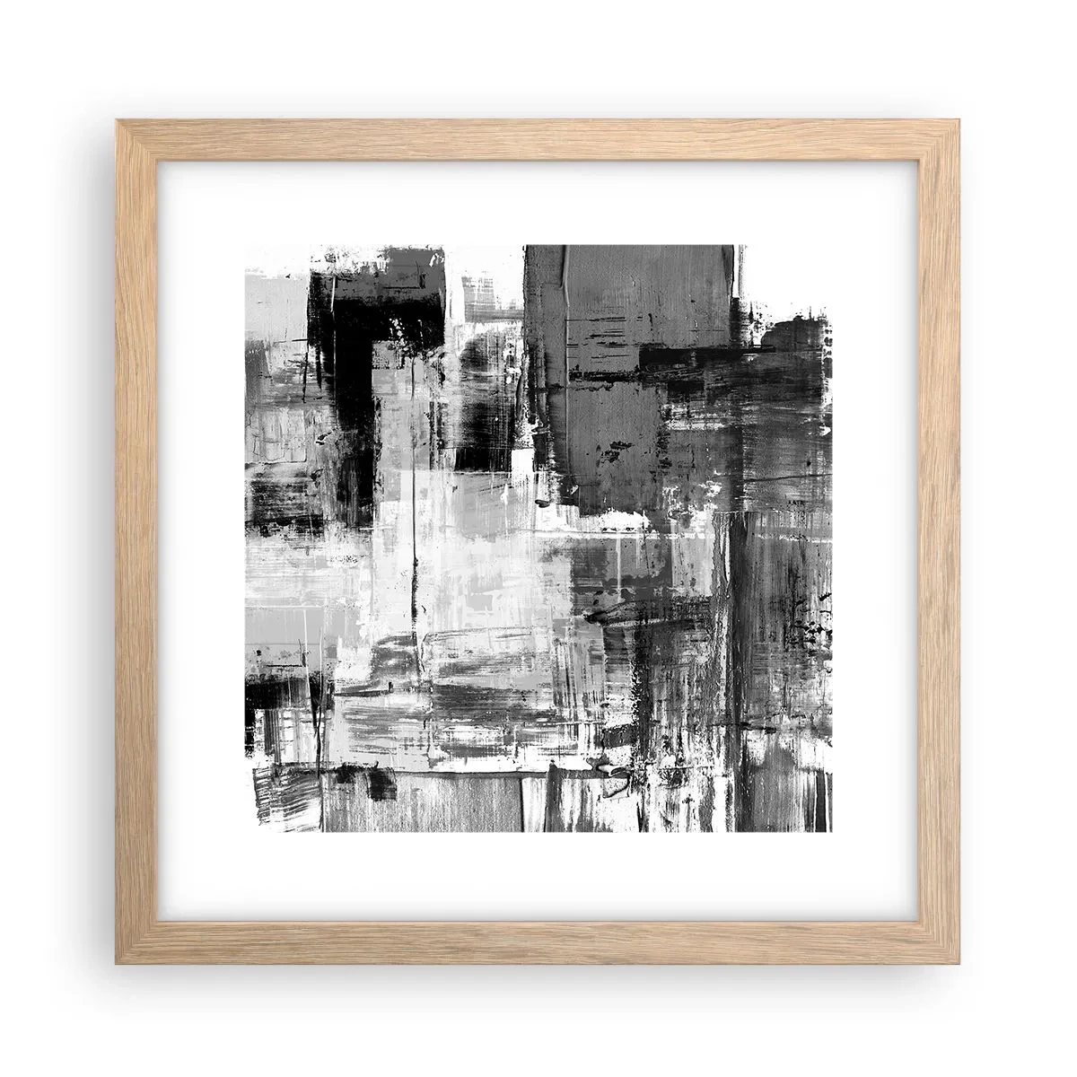 Plagát v ráme zo svetlého duba - Sivé je krásne - 30x30 cm