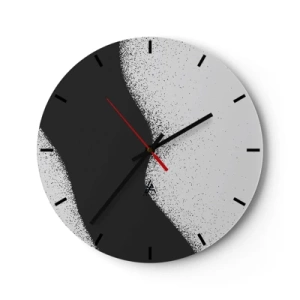 Nástenné hodiny - Čiernobiela abstrakcia s plynulým prechodom a zrnitým efektom - 30x30cm - Plynulá rovnováha - Moderná nástenná dekorácia do obývacej izby, kuchyne a spálne ARTTOR