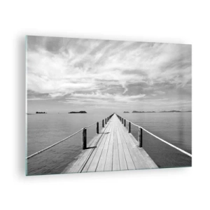 Obraz na skle - Drevené mólo vedúce do diaľky cez pokojné more - 70x50cm - Čo tak cesta… - Moderná nástenná dekorácia do obývacej izby a spálne ARTTOR