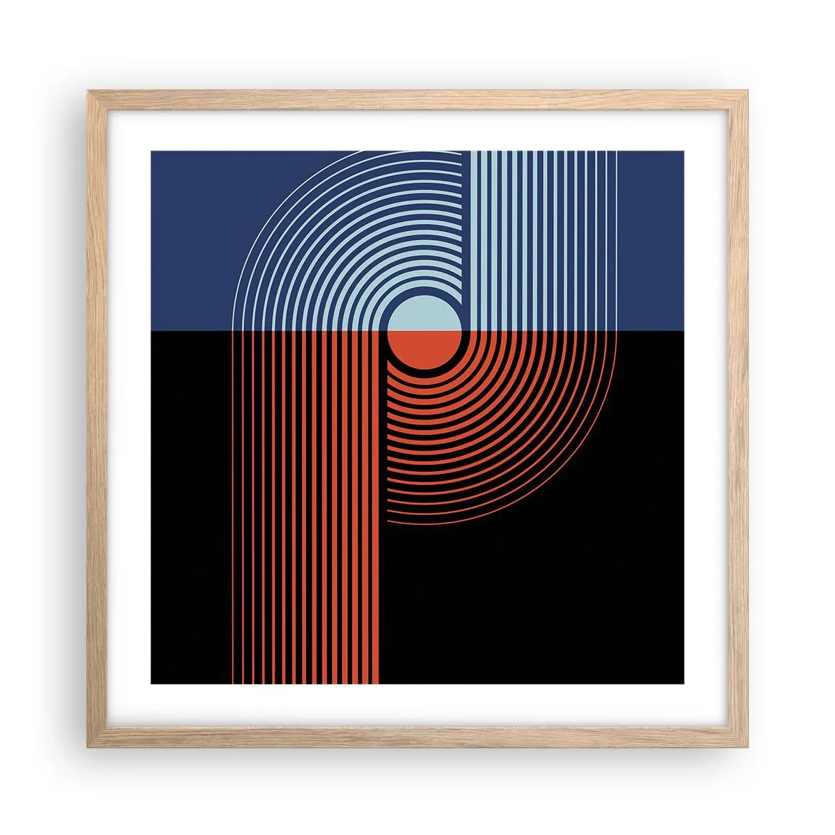 Plagát v ráme zo svetlého duba - V geometrickom objatí - 50x50 cm