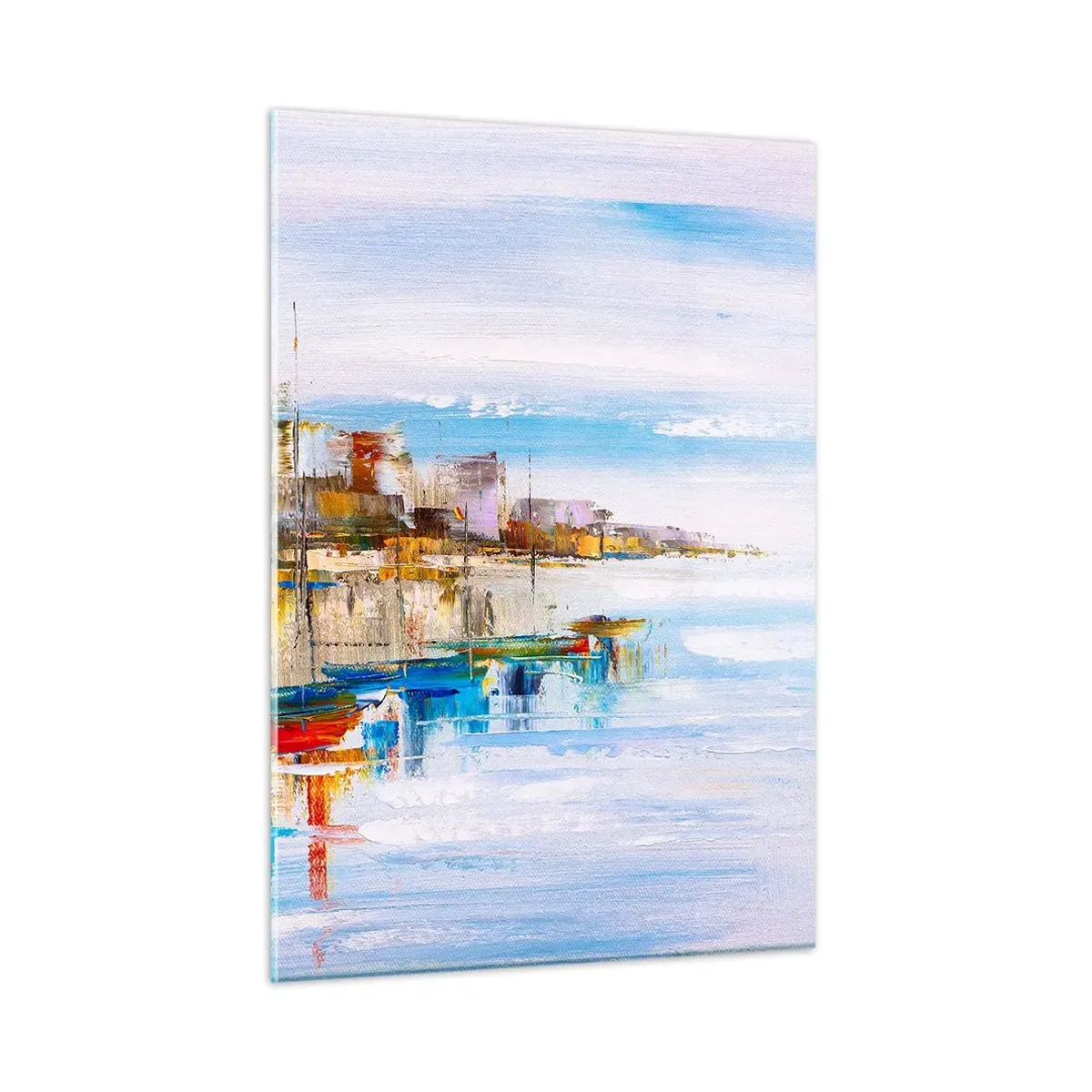 Obraz na skle - Viacfarebný mestský prístav - 50x70 cm