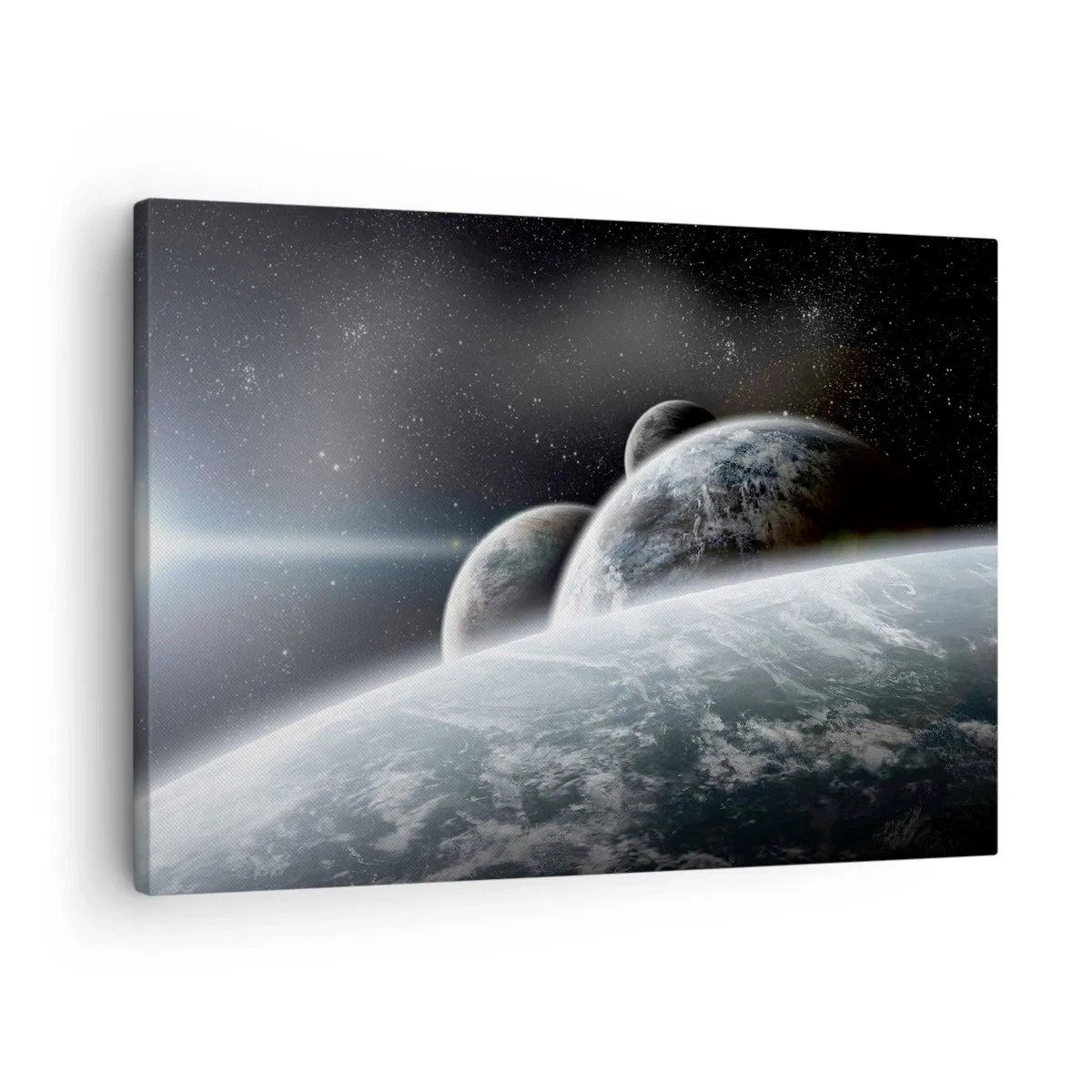 Obraz na plátne - Planéty vo vesmíre na pozadí hviezd a galaxií - 70x50cm - Vesmírna hudba sfér - Moderná nástenná dekorácia do obývacej izby a spálne ARTTOR