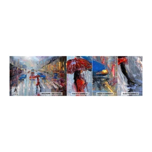 Vzorka samolepiacej fototapety Deluxe Sticker - Daždivé popoludnie v meste - Mesto, Architektúra, Prechádzka v daždi - 100x30 cm