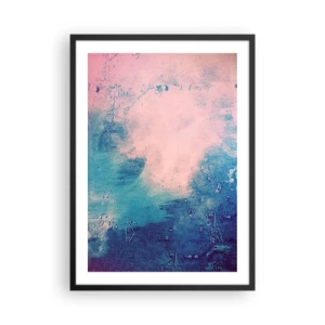 Plagát v čiernom ráme - Abstraktná kompozícia v modrých a ružových odtieňoch - 50x70cm - Modré objatie - Moderná nástenná dekorácia do obývacej izby a spálne ARTTOR