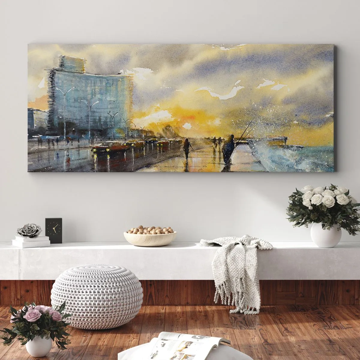 Obraz na plátne - Život na pobreží - 100x40 cm