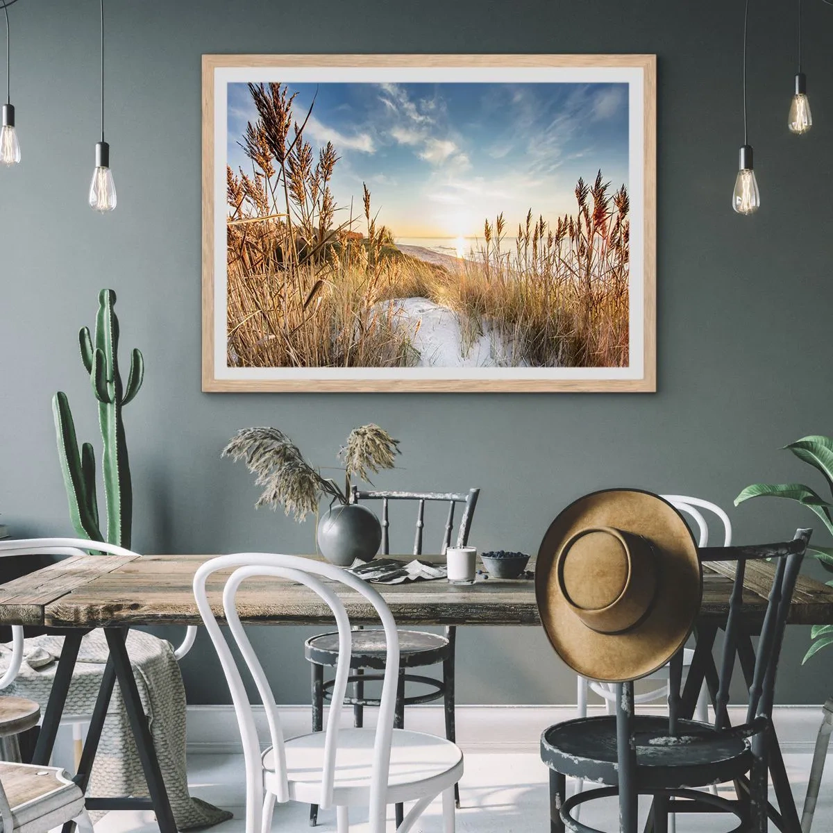 Plagát v ráme zo svetlého duba - Severná pláž - 100x70 cm