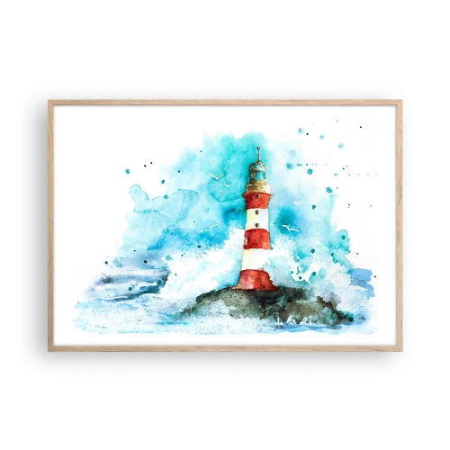 Plagát v ráme zo svetlého duba - Jednota živlov - 100x70 cm