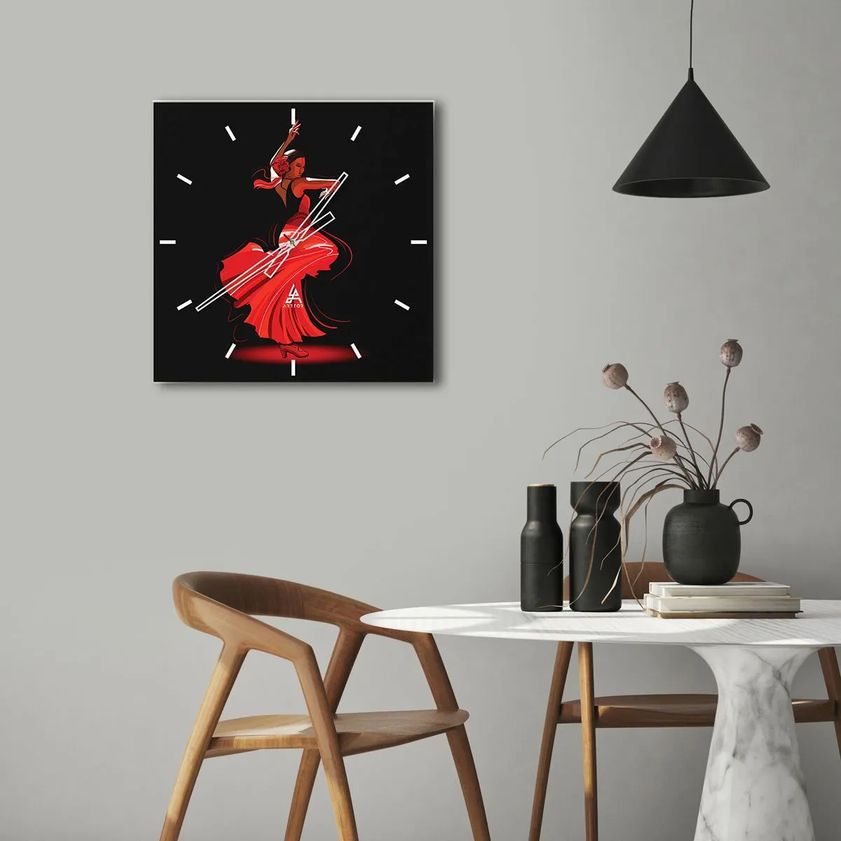 Nástenné hodiny - Horúca duša flamenco - 40x40 cm