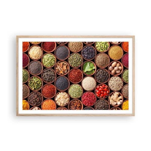 Plagát v ráme zo svetlého duba - Všetky chute sveta - 91x61 cm