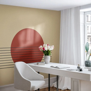 Fototapeta Standard Eco - Minimalistické slnko s čiarami na béžovom pozadí. - 100x70cm - Stále dookola - Moderná nástenná dekorácia do obývacej izby a spálne ARTTOR
