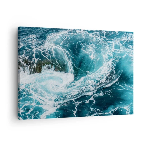 Obraz na plátne - Dynamický oceánsky vír - 70x50cm - Brána do vnútra Zeme - Moderná nástenná dekorácia do obývacej izby a spálne ARTTOR