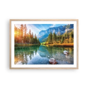 Plagát v ráme zo svetlého duba - Nežnosť jesene - 70x50 cm