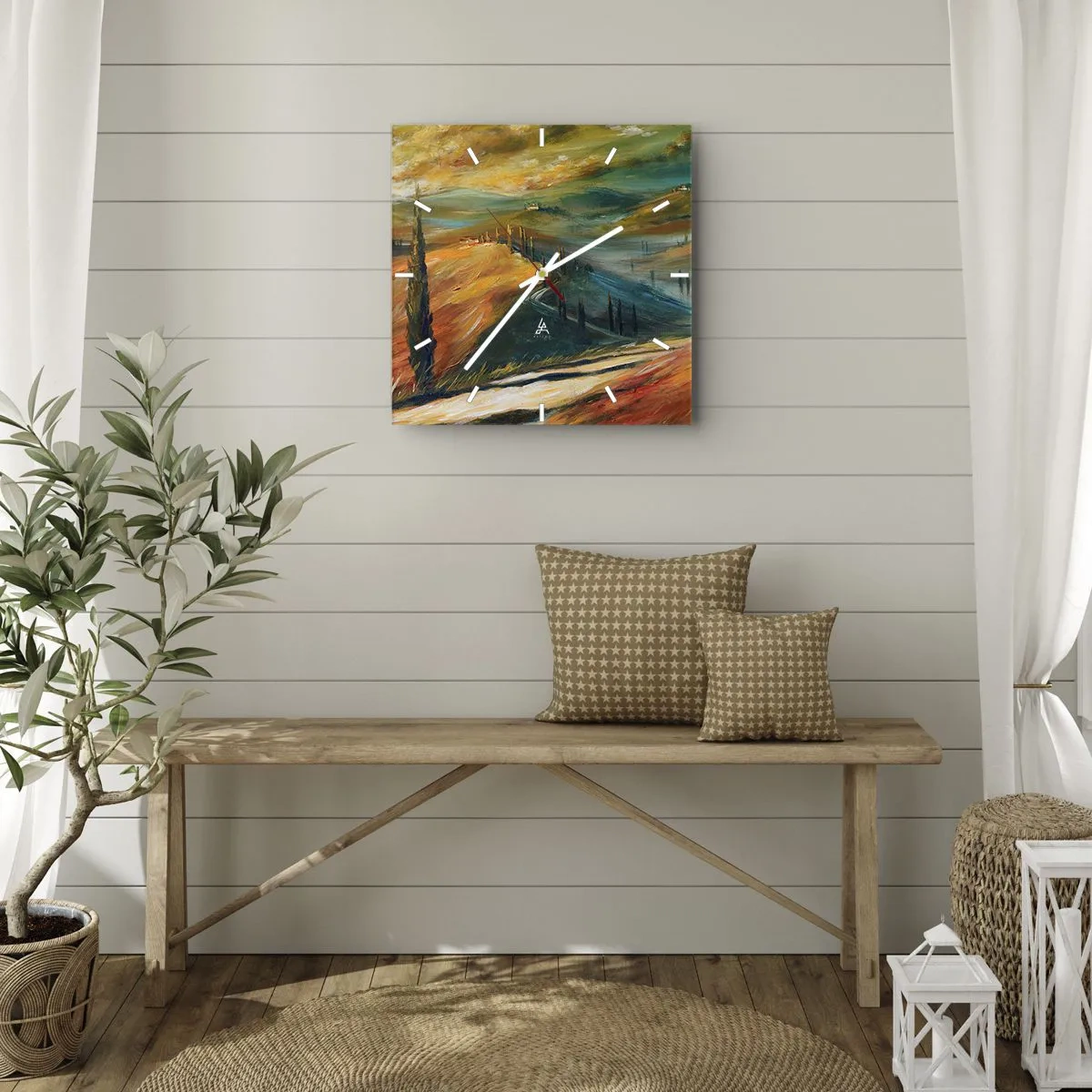 Nástenné hodiny - Toskánska krajina - 30x30 cm