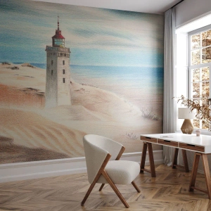 Fototapeta Premium Sand - Vždy hľadí na more - Maják, Pláž, More - 100x70 cm
