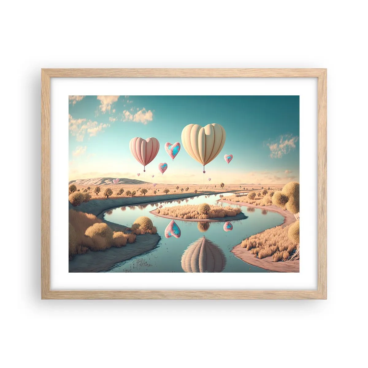 Plagát v ráme zo svetlého duba - Láska ťa nechá vzlietnuť - 50x40 cm