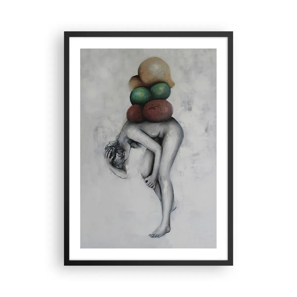 Plagát v čiernom ráme - Ťarcha života - 50x70cm - Bremeno života - Moderná nástenná dekorácia do obývacej izby a spálne ARTTOR