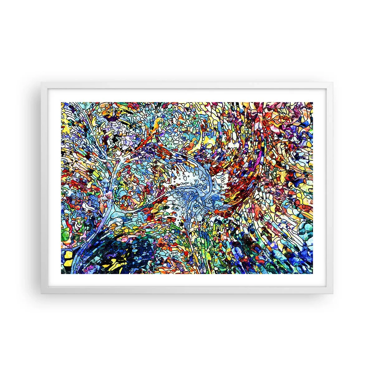 Plagát v bielom ráme - Vitráž s kvapkami - 70x50 cm