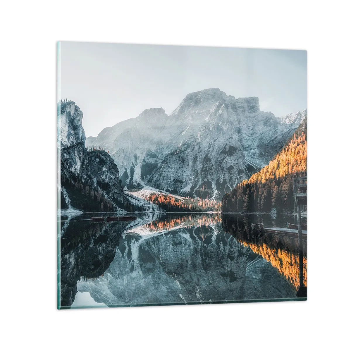 Obraz na skle - Zrkadlová krajina - 70x70 cm