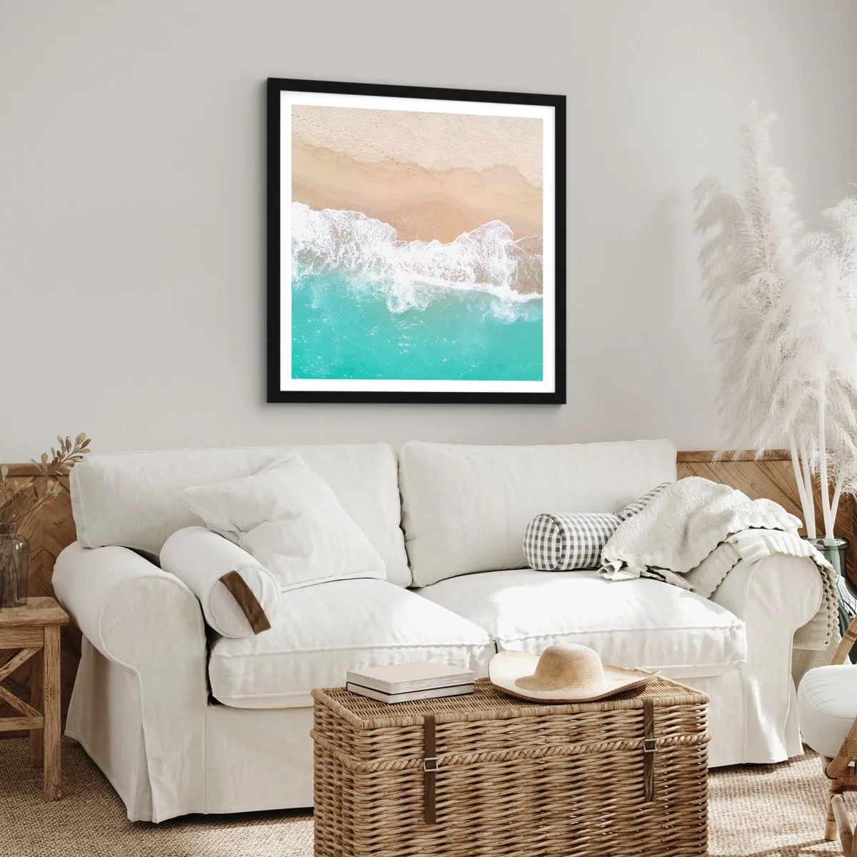 Plagát v čiernom ráme - Maznavý dotyk - 40x40 cm