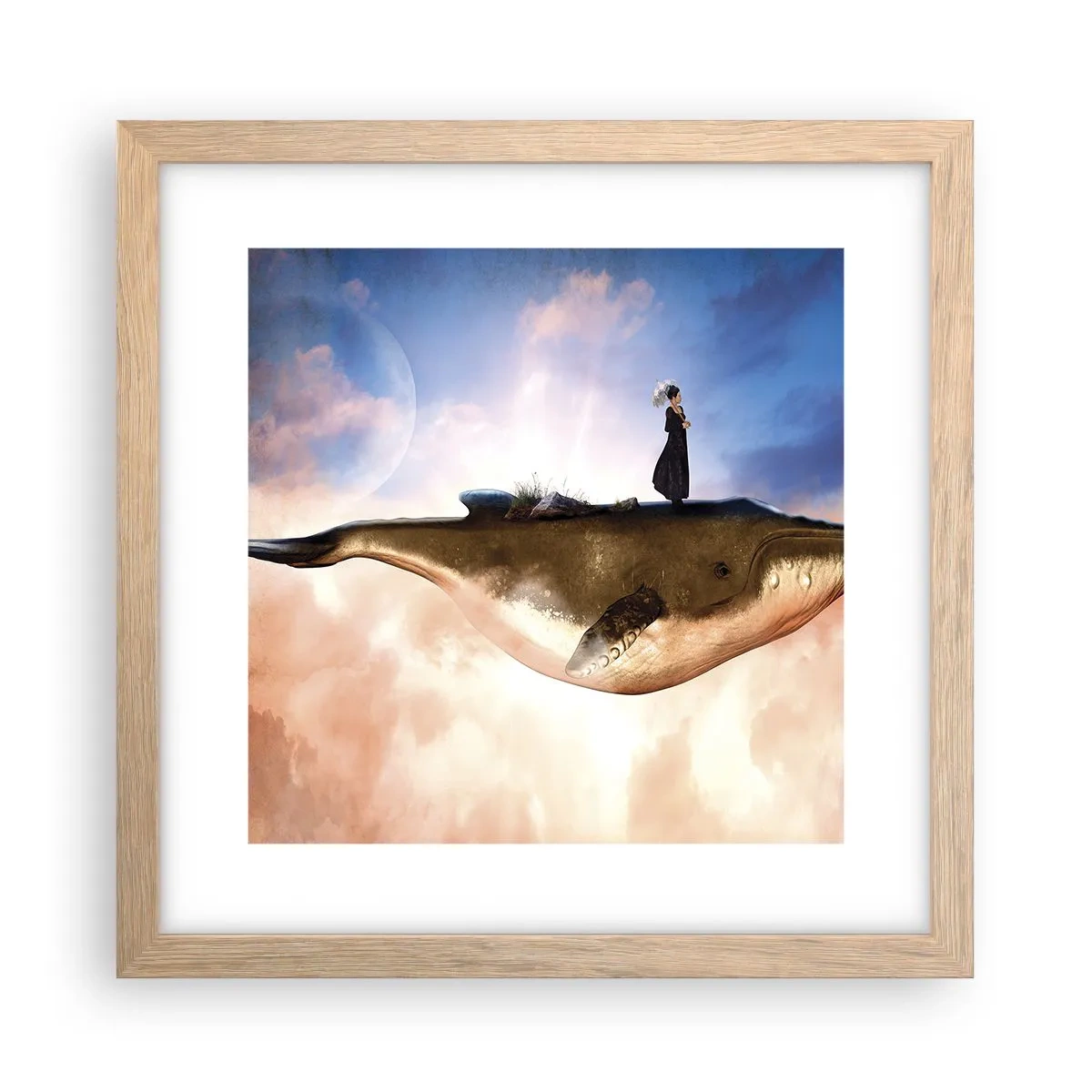 Plagát v ráme zo svetlého duba - Surrealistická cesta - 30x30 cm