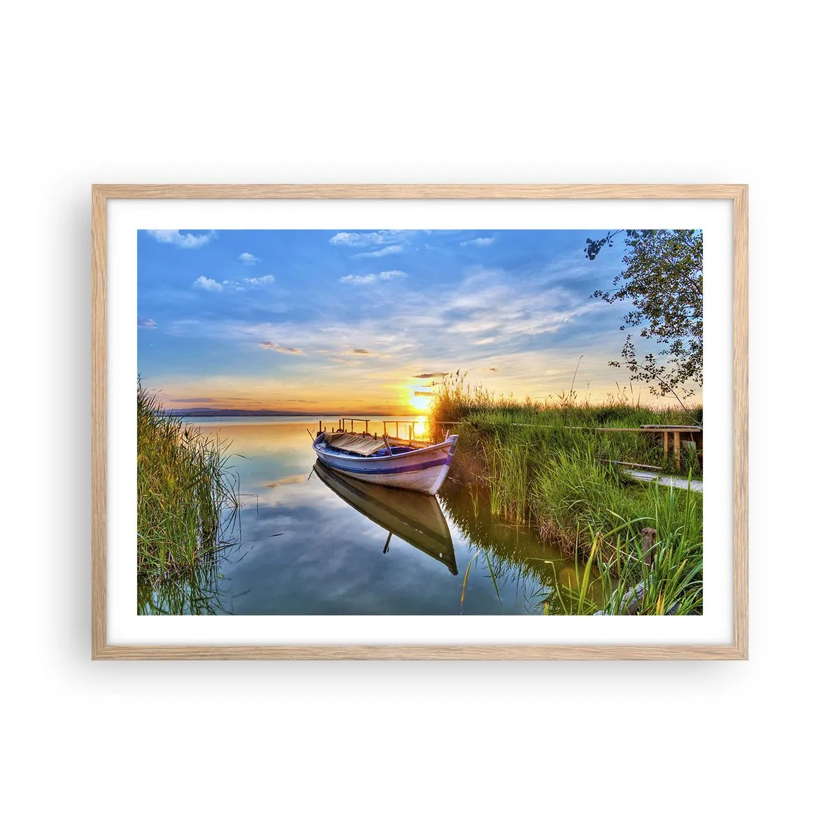 Plagát v ráme zo svetlého duba - Zátoka splnených snov - 70x50 cm