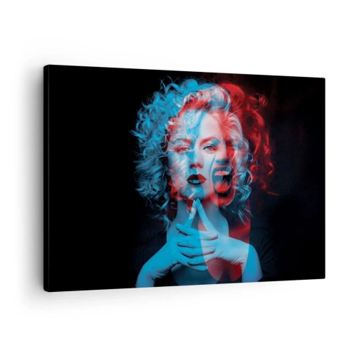 Obraz na plátne - Dvojitý portrét ženy v červenej a modrej farbe - 70x50cm - Alter ego - Moderná nástenná dekorácia do obývacej izby a spálne ARTTOR