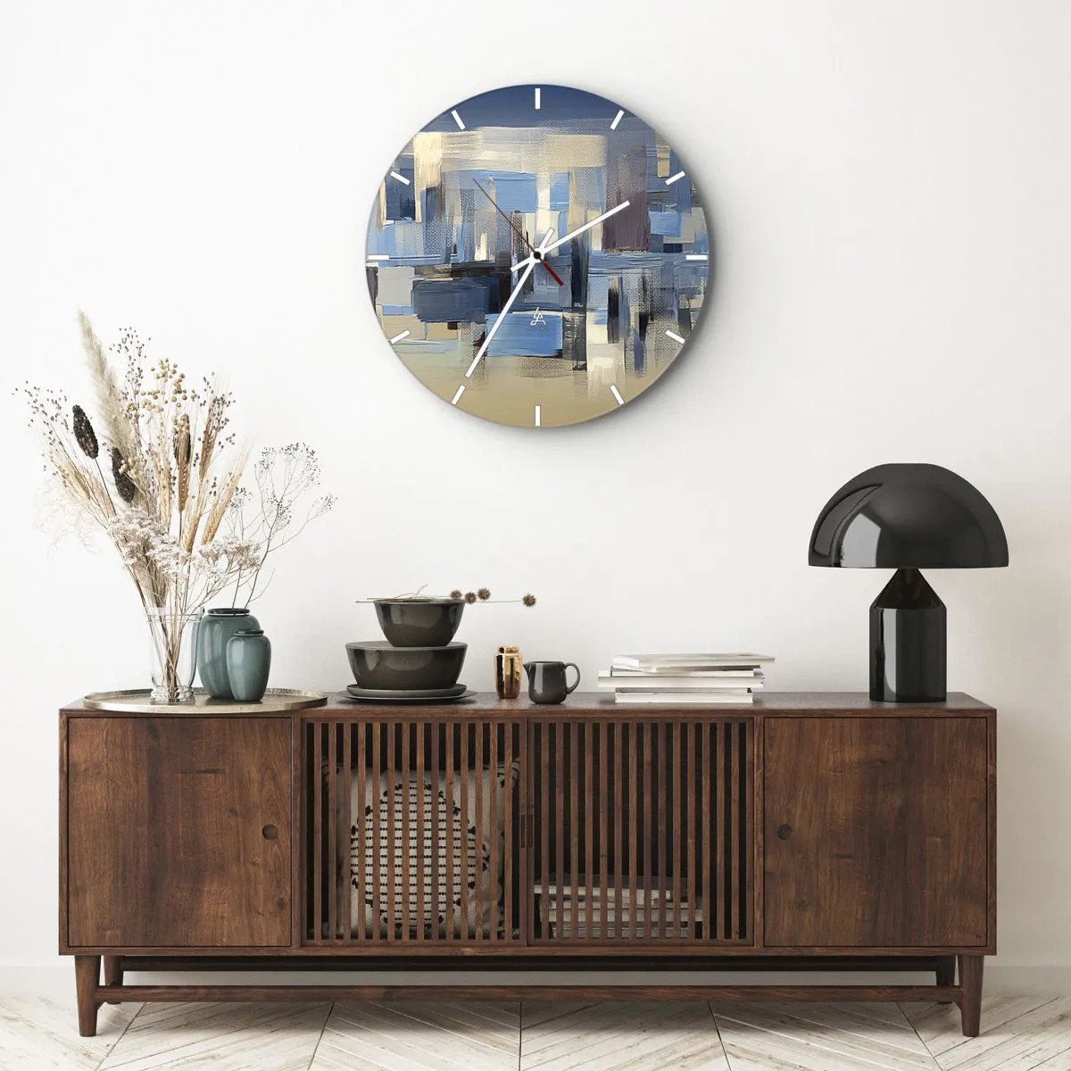 Nástenné hodiny - Modrá konštrukcia - 30x30 cm