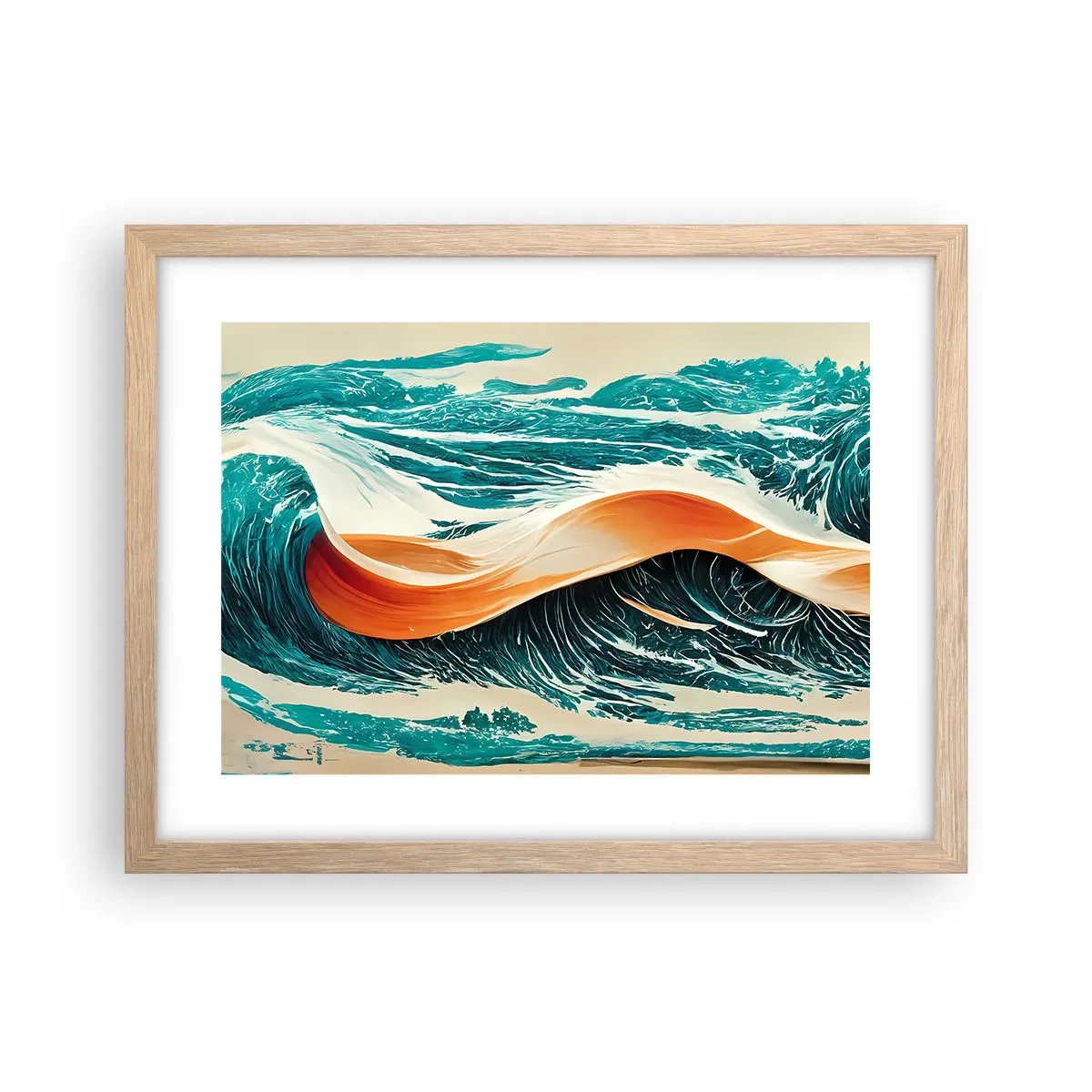 Plagát v ráme zo svetlého duba - Surferov sen - 40x30 cm